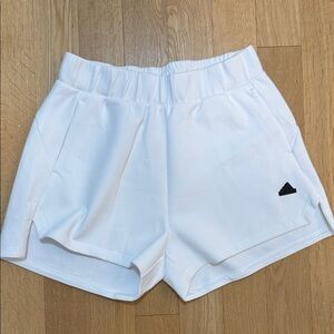 Adidas Women's White ZNE Athletic Shorts with Black Logo